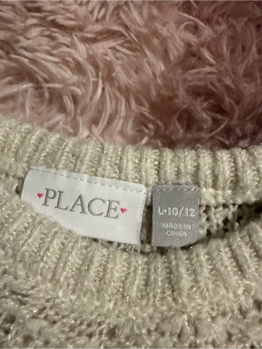 Children’s Place Cream Crewneck Textured Knit Sweater
